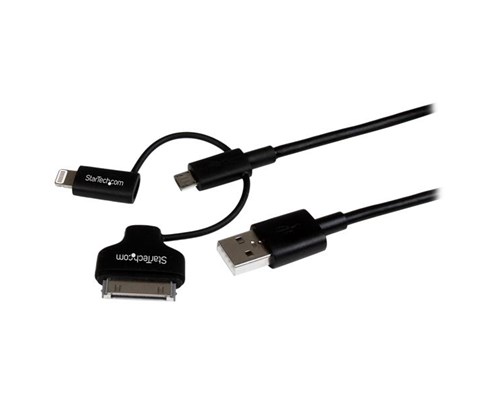 Startech 1m Black Lightning Or 30-pin Dock Or Micro Usb To Usb Cable